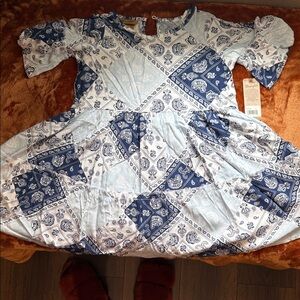 Wrangler Blue and White Paisley Top
